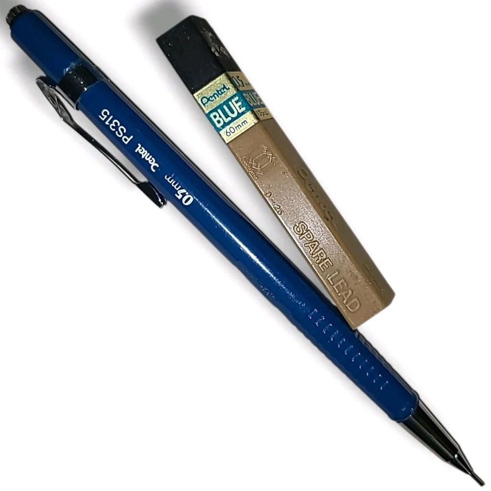 Vintage Pentel PS315 0.5mm Mechanical Pencil Japan Blue w/Lead Refills